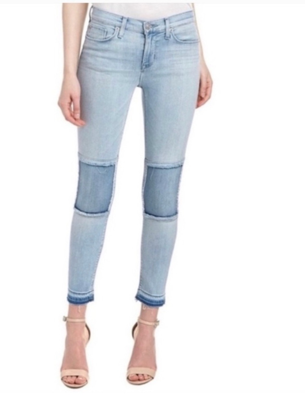 HUDSON JEANS Suzzi Mid Rise Super Skinny Released Hem Patch Denim Size 30